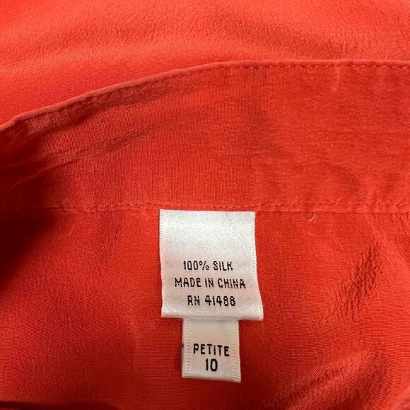 Silk straight orange vintage skirt. - Picture 6 of 8
